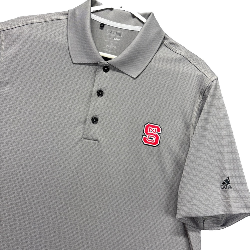 Adidas North Carolina State Performance Golf Polo Mens M Climalite Grey Textured